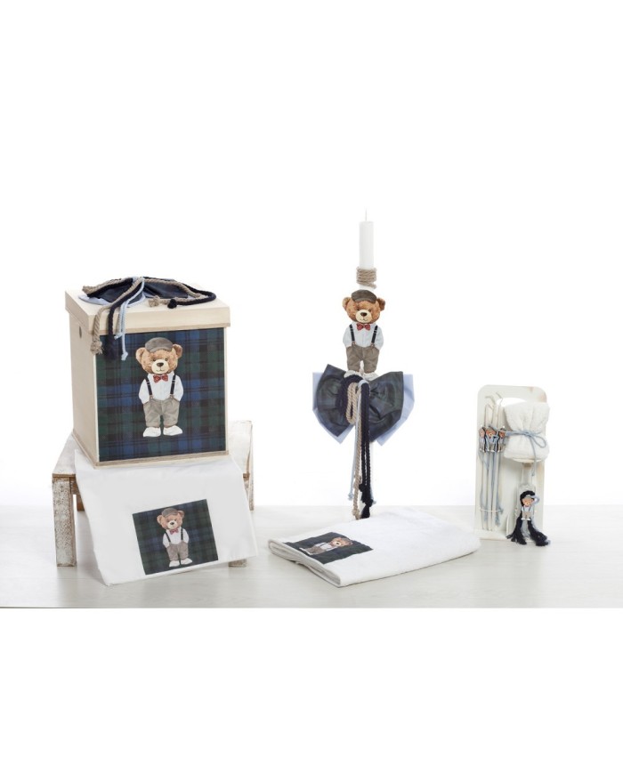 Σετ Βάπτισης Κουτί "Royal Plaid Collection" με Αρκουδάκι 2622