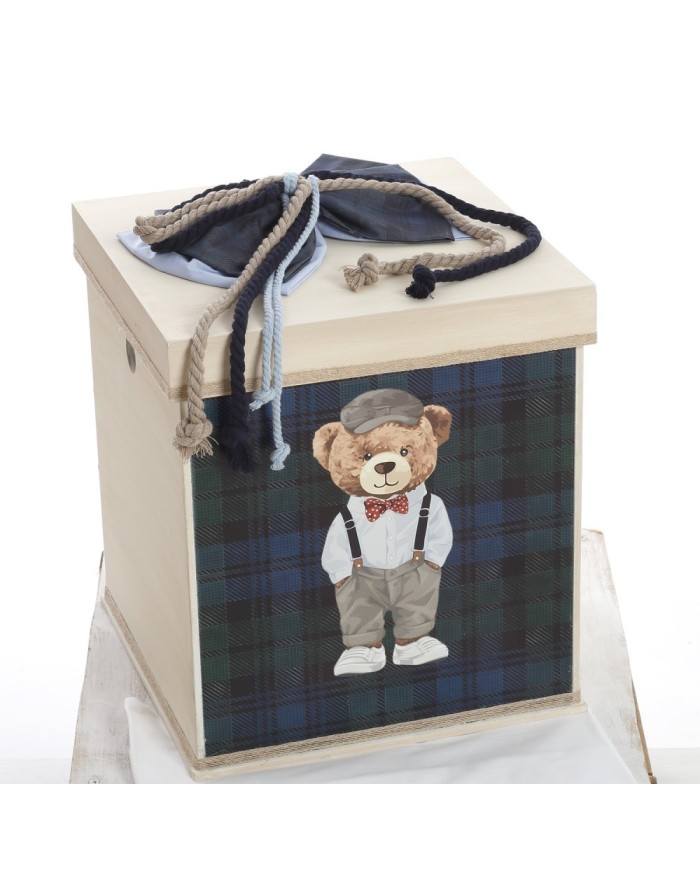Σετ Βάπτισης Κουτί "Royal Plaid Collection" με Αρκουδάκι 2622