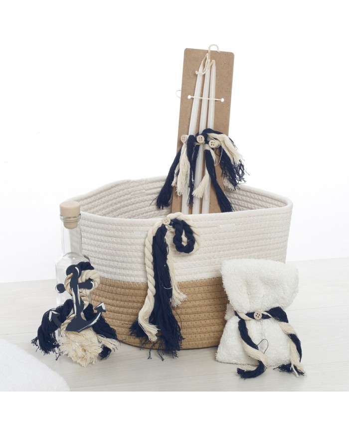 Σετ Βάπτισης Καλάθι "Nautical Elegance" με Αρκουδάκι 2637