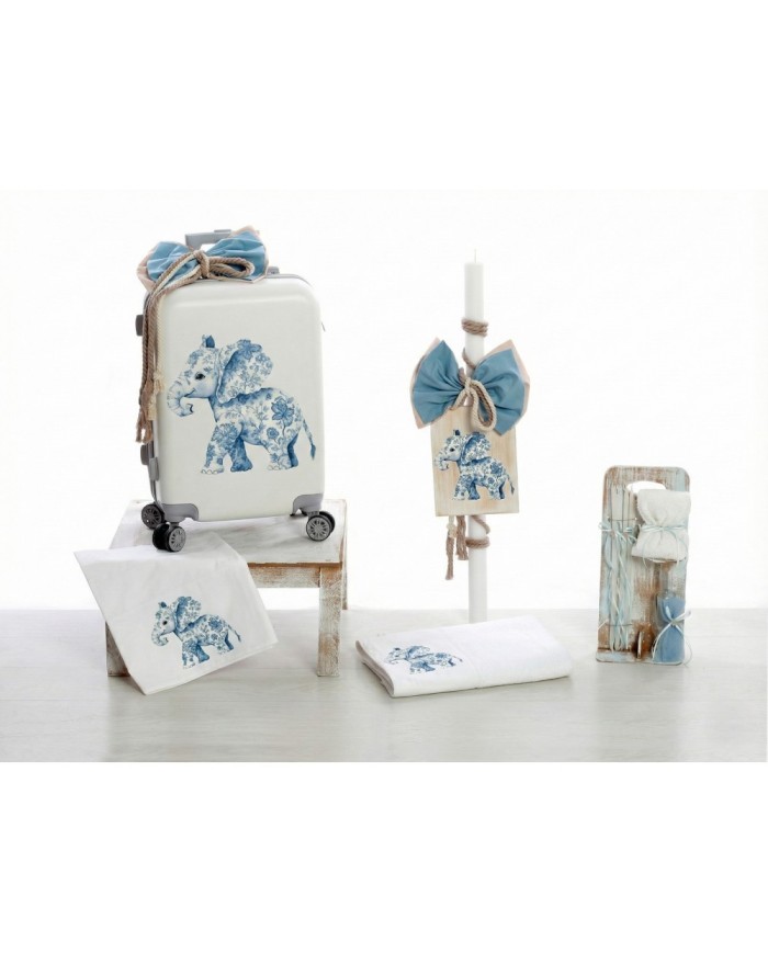 Σετ Βάπτισης Τρόλεϊ "Floral Blue Elephant" 26205