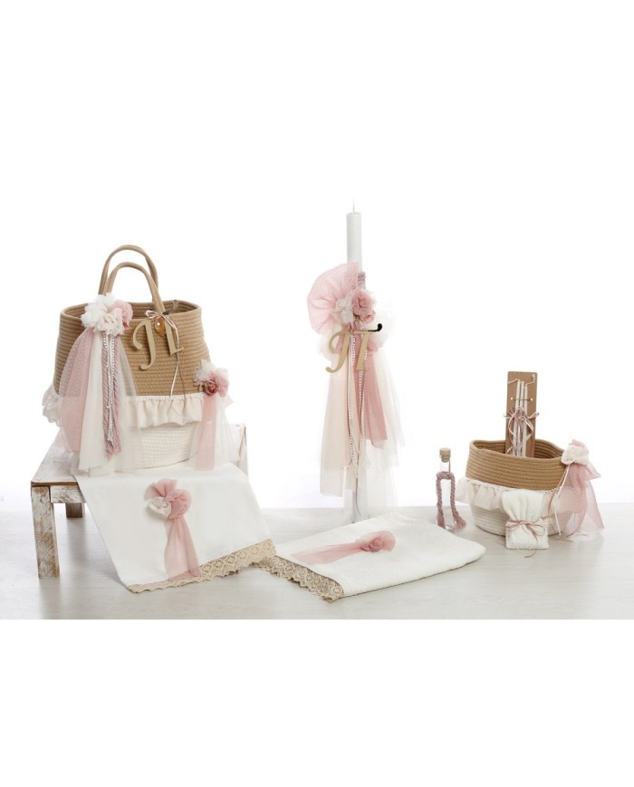 Σετ Βάπτισης Καλάθι "Rustic Romance Collection" 2609