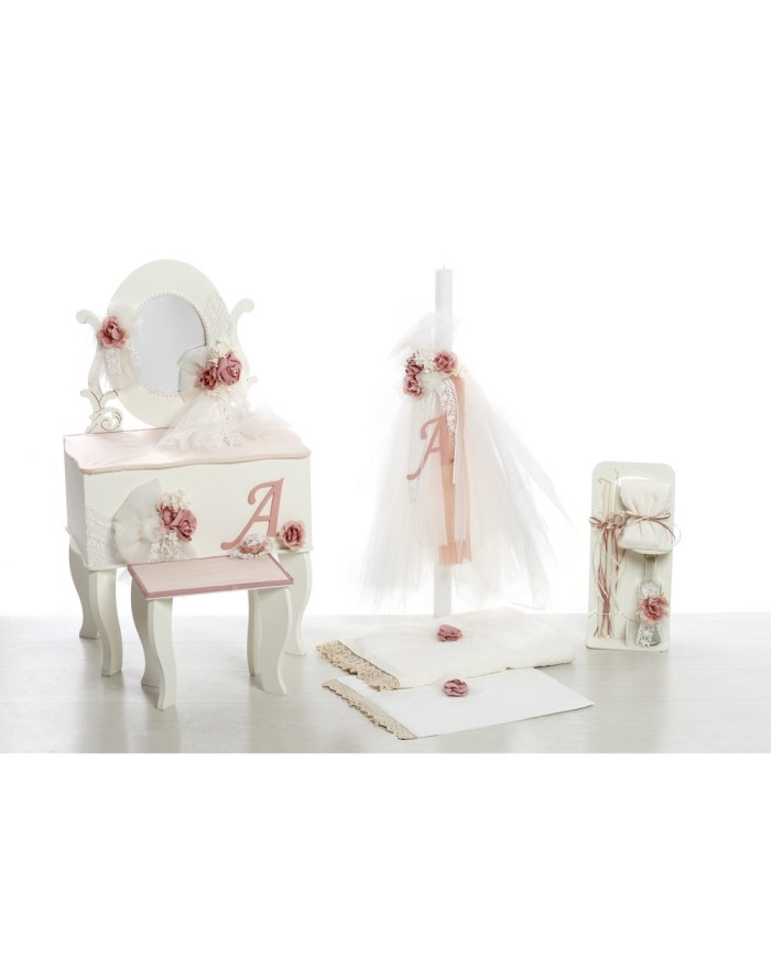 Σετ Βάπτισης Μπουντουάρ "Signature Rose" με Μονόγραμμα 2608