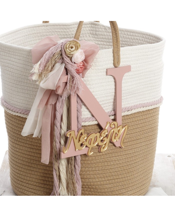 Σετ Βάπτισης Καλάθι "Signature Boho" με Όνομα 2634