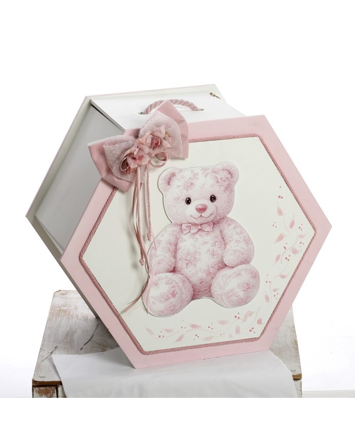 Σετ Βάπτισης Εξάγωνο Κουτί "Pink Bear" 2626