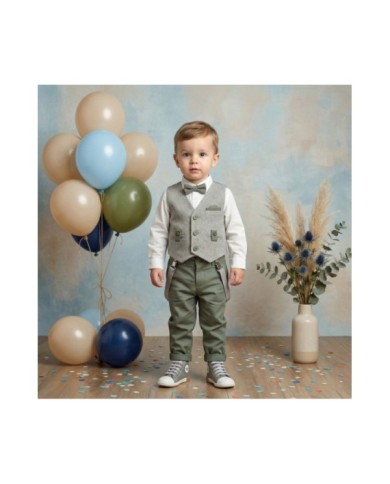 Βαπτιστικό Κουστούμι "Olive Herringbone Classic" ΚΔ-2602