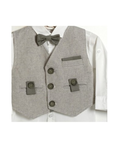 Βαπτιστικό Κουστούμι "Olive Herringbone Classic" ΚΔ-2602