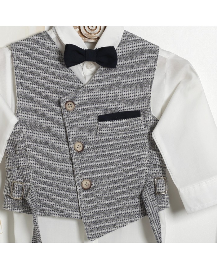 Βαπτιστικό Κουστούμι Αγοριού "Navy Check Wrap" ΚΔ-2601
