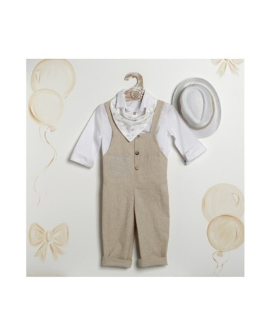 Βαπτιστικό Κουστούμι "Rustic Sand Overalls"  Κ-2631