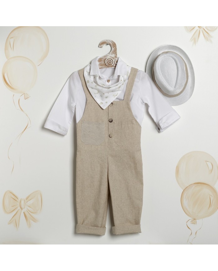 Βαπτιστικό Κουστούμι "Rustic Sand Overalls"  Κ-2631