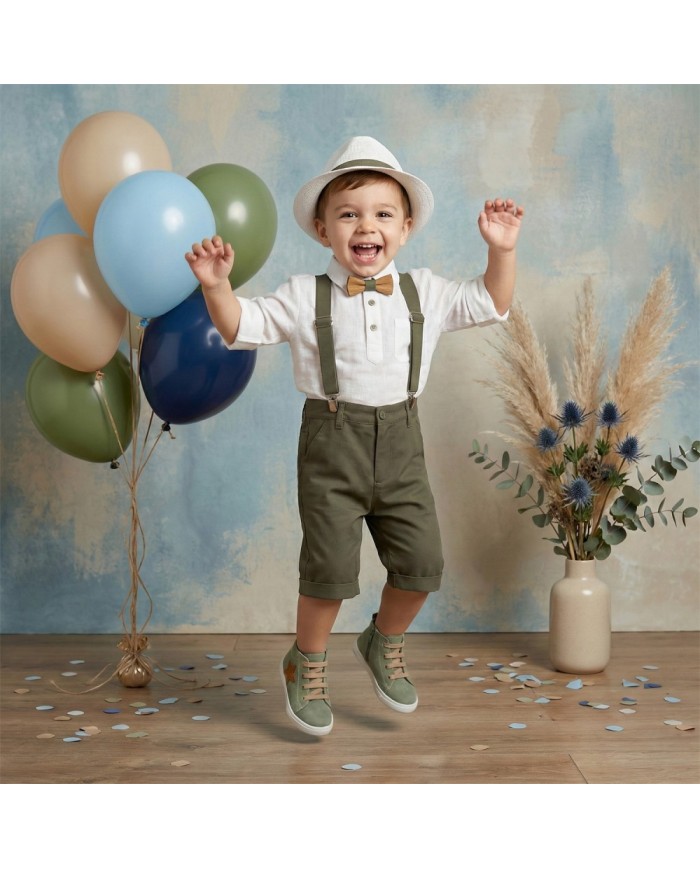 Βαπτιστικό Κουστούμι "Rustic Olive Suspenders" Κ-2630