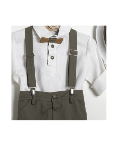 Βαπτιστικό Κουστούμι "Rustic Olive Suspenders" Κ-2630