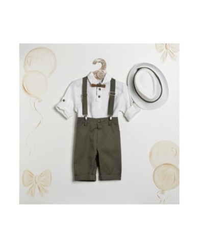 Βαπτιστικό Κουστούμι "Rustic Olive Suspenders" Κ-2630