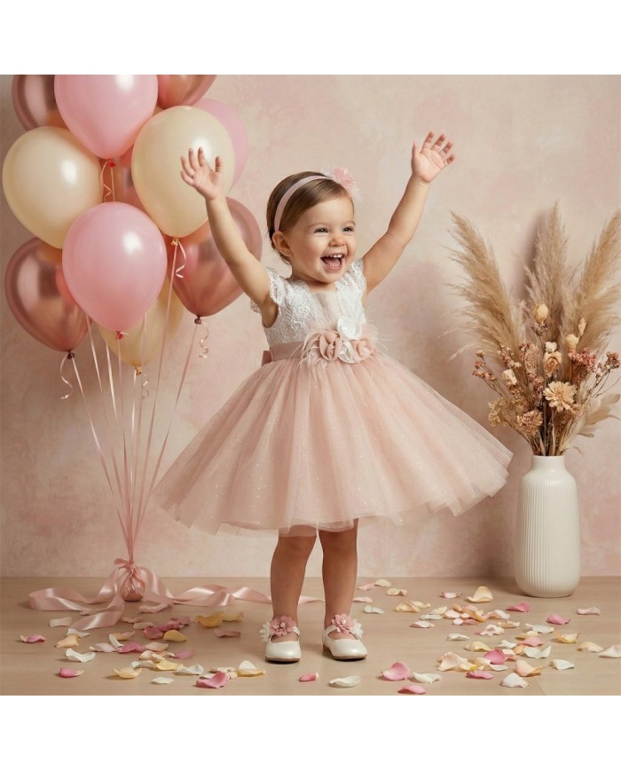 Βαπτιστικό Φόρεμα "Glitter Peach Fairy" 2610