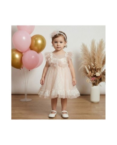 Βαπτιστικό Φόρεμα "Blush Feather Elegance" 2612