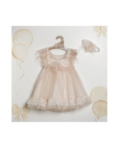 Βαπτιστικό Φόρεμα "Blush Feather Elegance" 2612