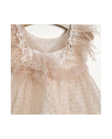 Βαπτιστικό Φόρεμα "Blush Feather Elegance" 2612