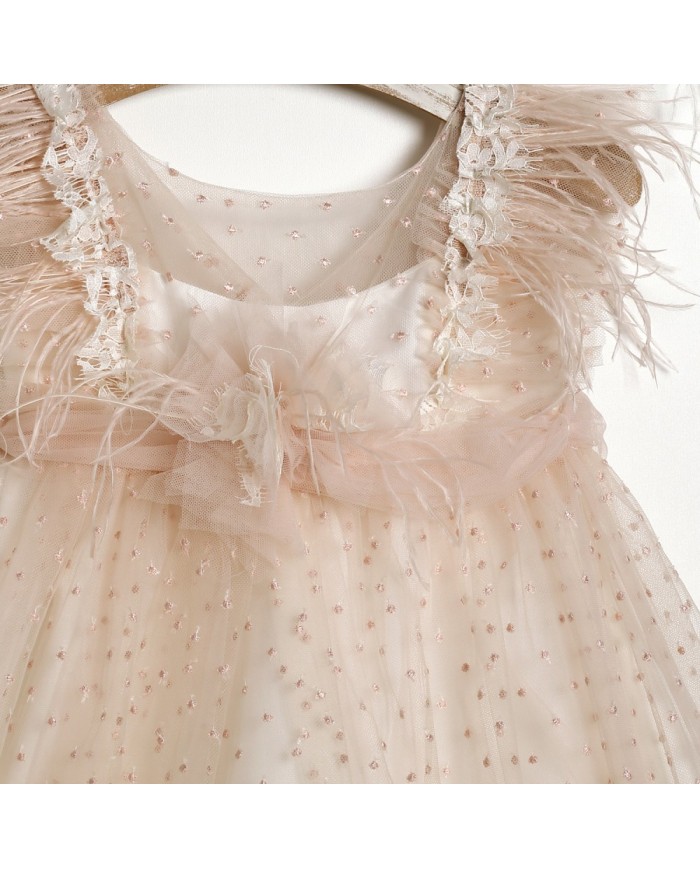 Βαπτιστικό Φόρεμα "Blush Feather Elegance" 2612