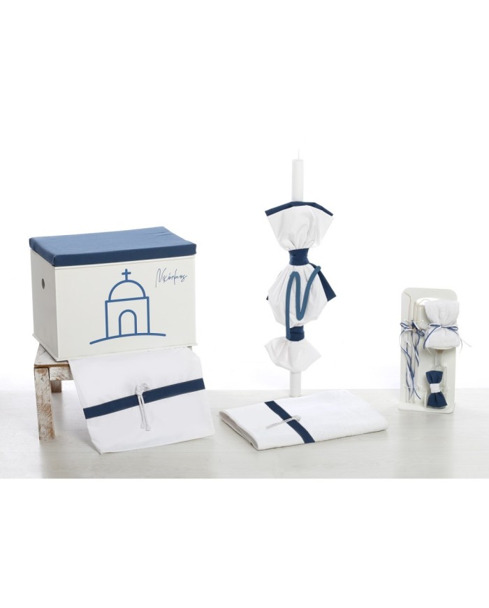 Σετ Βάπτισης Κουτί-Θρανίο "Cycladic Blue Church" 2625